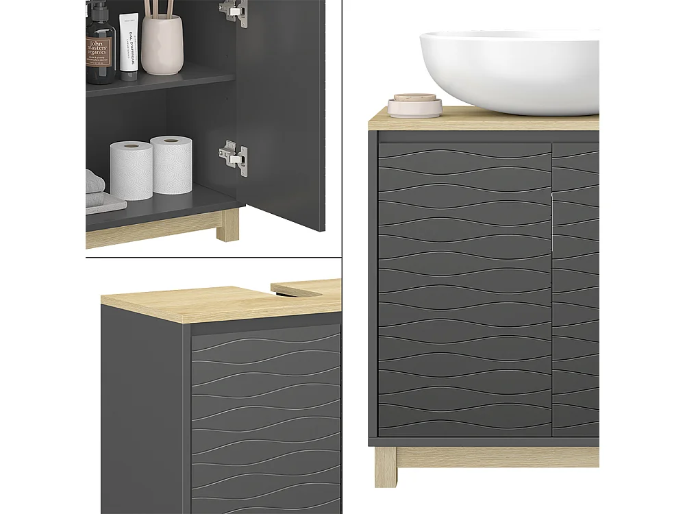 Meuble sous vasque  anthracite 60x30x60 livia