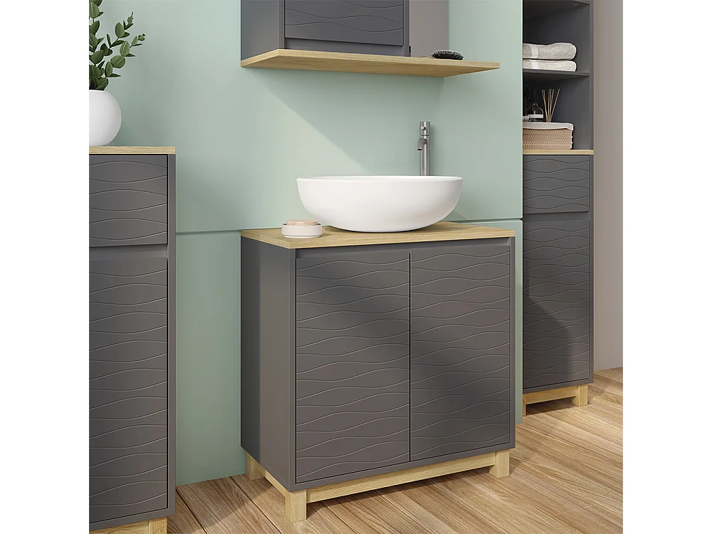Mobiletto per lavabo antracite 60x30x60 livia