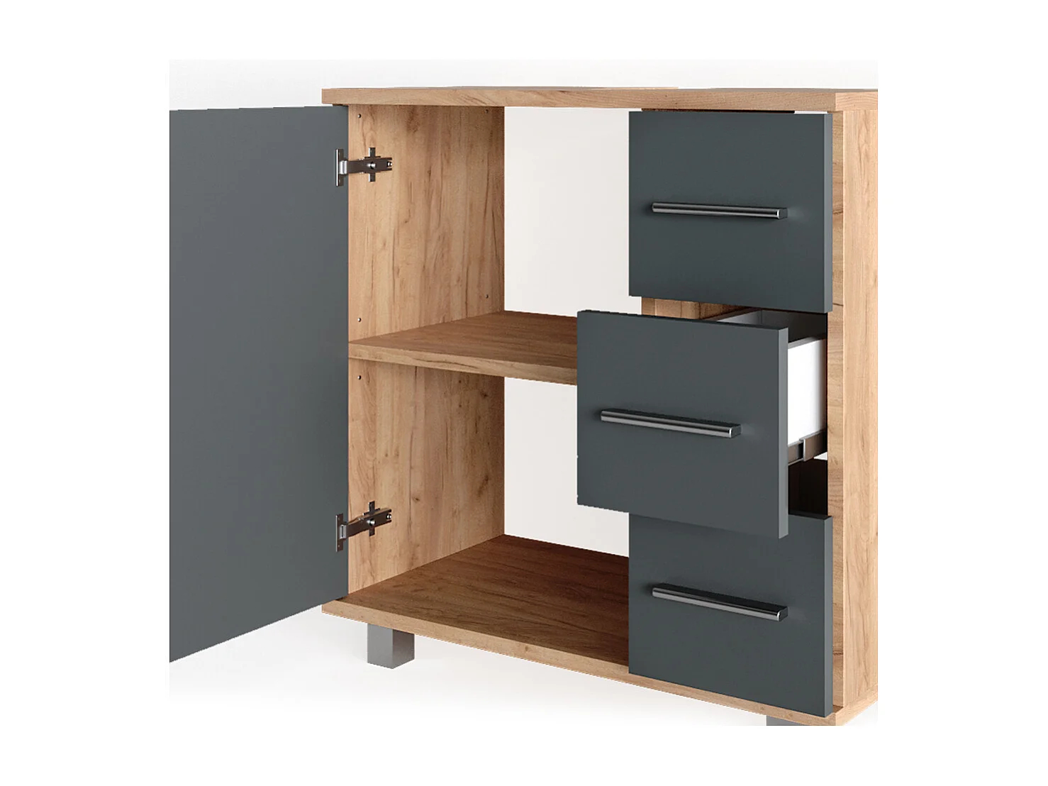 Meuble sous vasque simple chêne de force doré 60x33x60.8 ilias