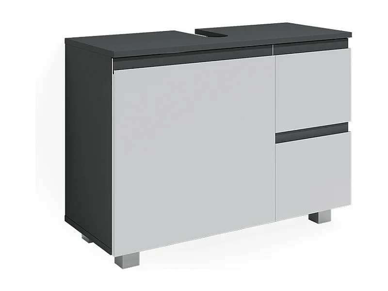 Meuble sous vasque simple anthracite/blanc 80x33x60.8 j-shape