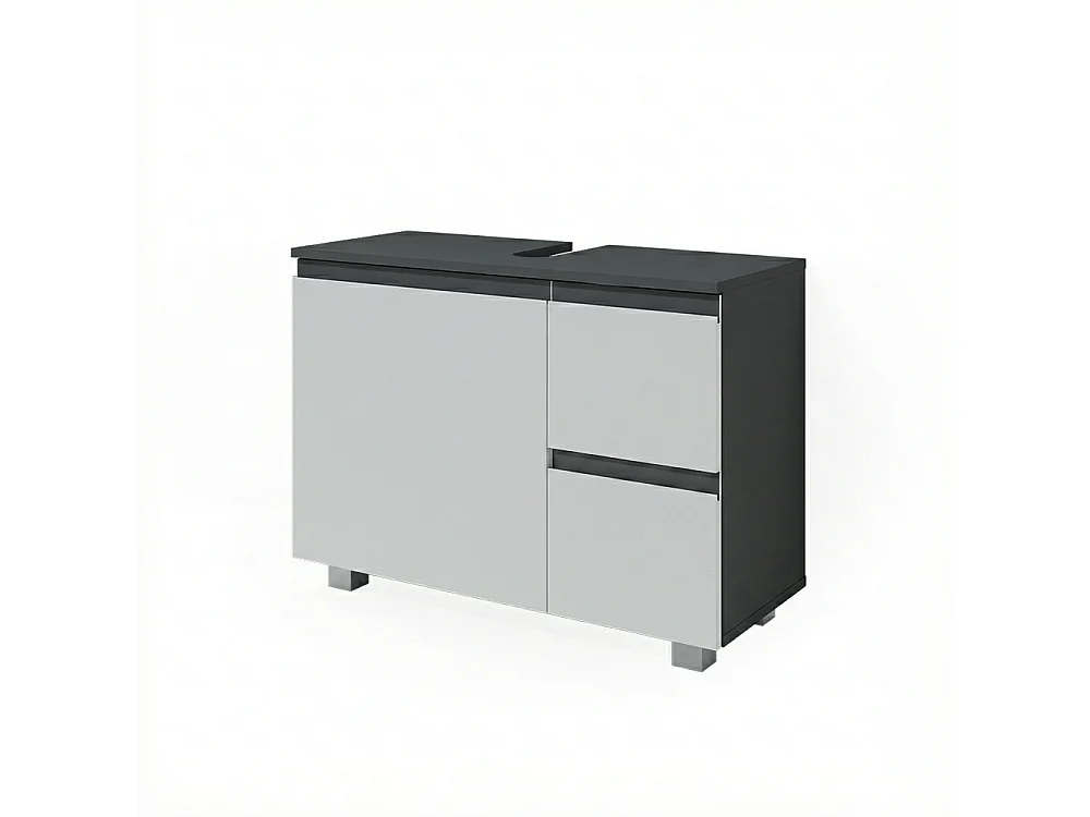 Meuble sous vasque simple anthracite/blanc 80x33x60.8 j-shape