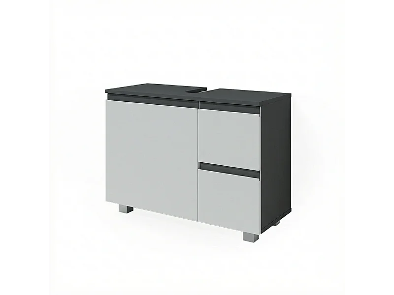Meuble sous vasque simple anthracite/blanc 80x33x60.8 j-shape