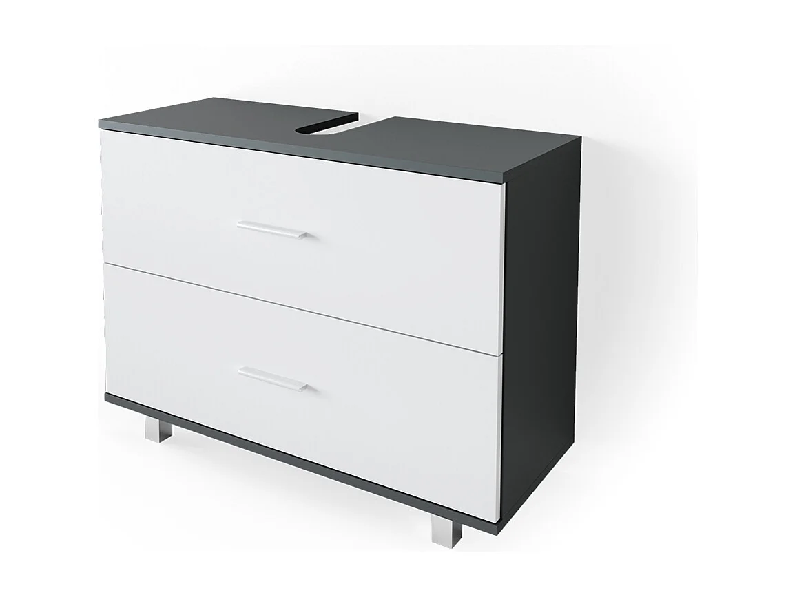 Meuble sous vasque simple anthracite/blanc 80x33x60.8 ilias