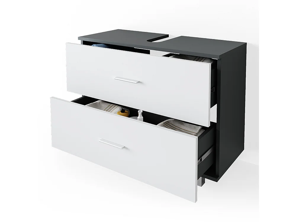 Meuble sous vasque simple anthracite/blanc 80x33x60.8 ilias