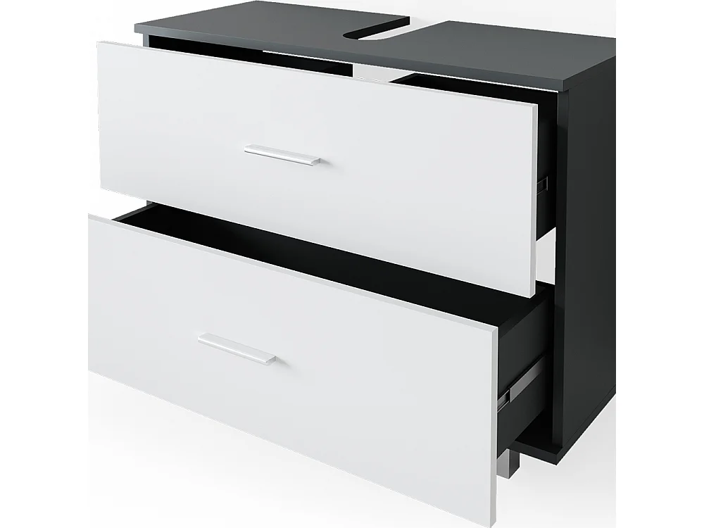 Meuble sous vasque simple anthracite/blanc 80x33x60.8 ilias