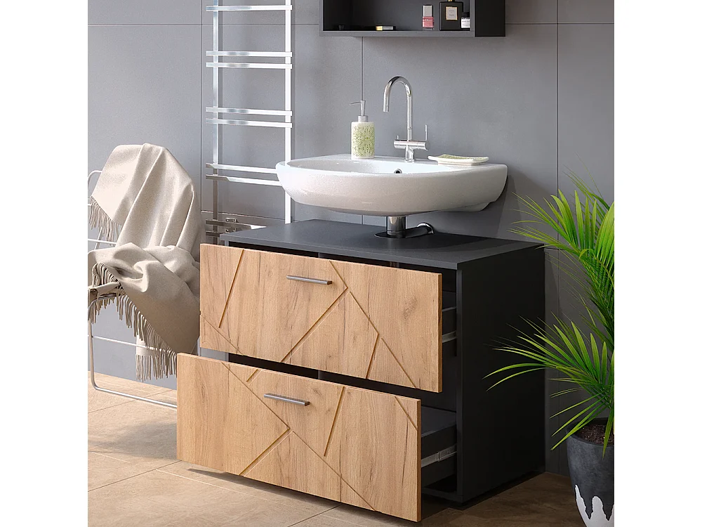 Mobile sottolavabo per bagno quercia dorata/antracite 80x41x58.6 irma