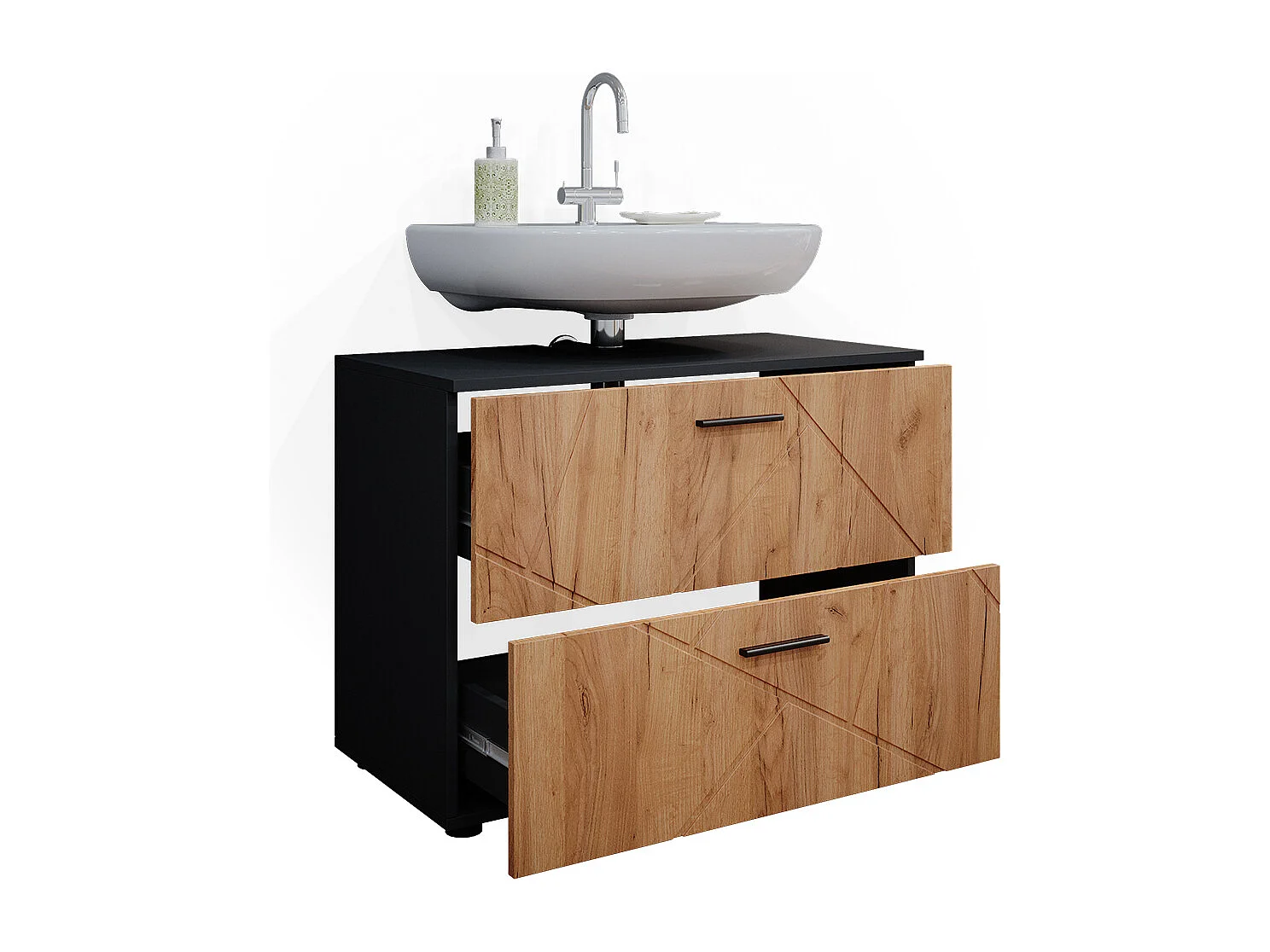 Mobile sottolavabo per bagno quercia dorata/antracite 80x41x58.6 irma