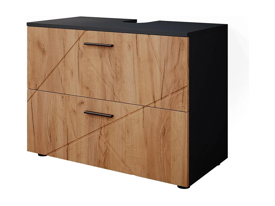 Meuble sous vasque simple chêne doré/anthracite 80x41x58.6 irma