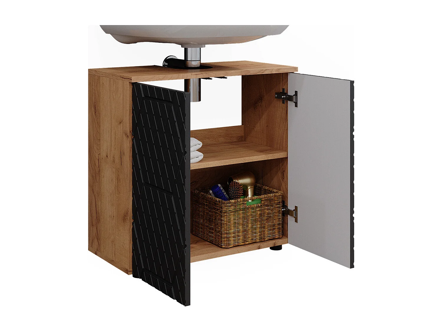 Meuble sous vasque simple anthracite avec structure en nid dabeille 60x30x59 irma