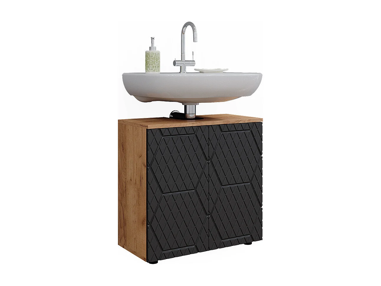 Meuble sous vasque simple anthracite avec structure en nid dabeille 60x30x59 irma