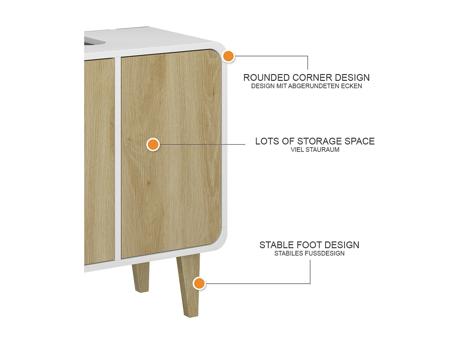Mobiletto per lavabo bianco/quercia 60x30x61 arla