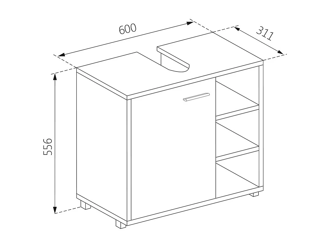 Meuble sous vasque simple blanc 60x31.1x55.6 perry