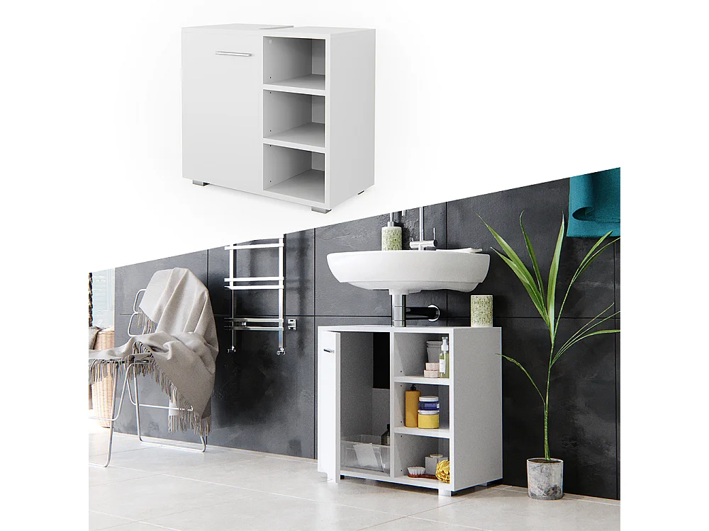 Meuble sous vasque simple blanc 60x31.1x55.6 perry