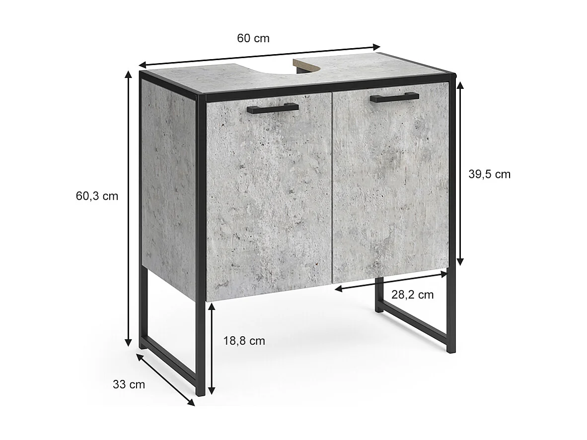 Meuble sous lavabo béton 60x33x60 fyrk