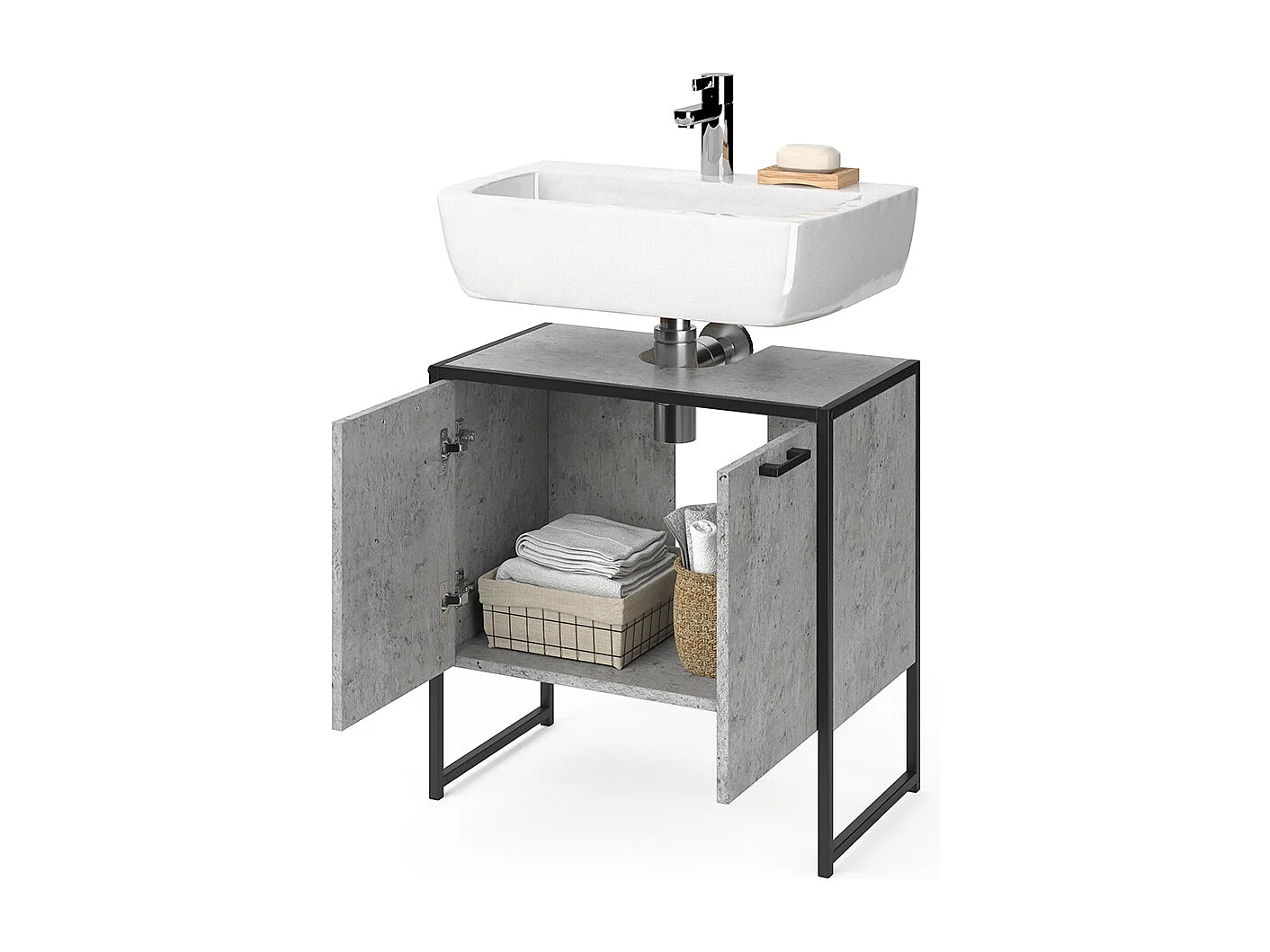 Meuble sous lavabo béton 60x33x60 fyrk