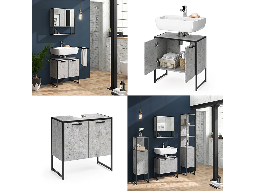 Meuble sous lavabo béton 60x33x60 fyrk