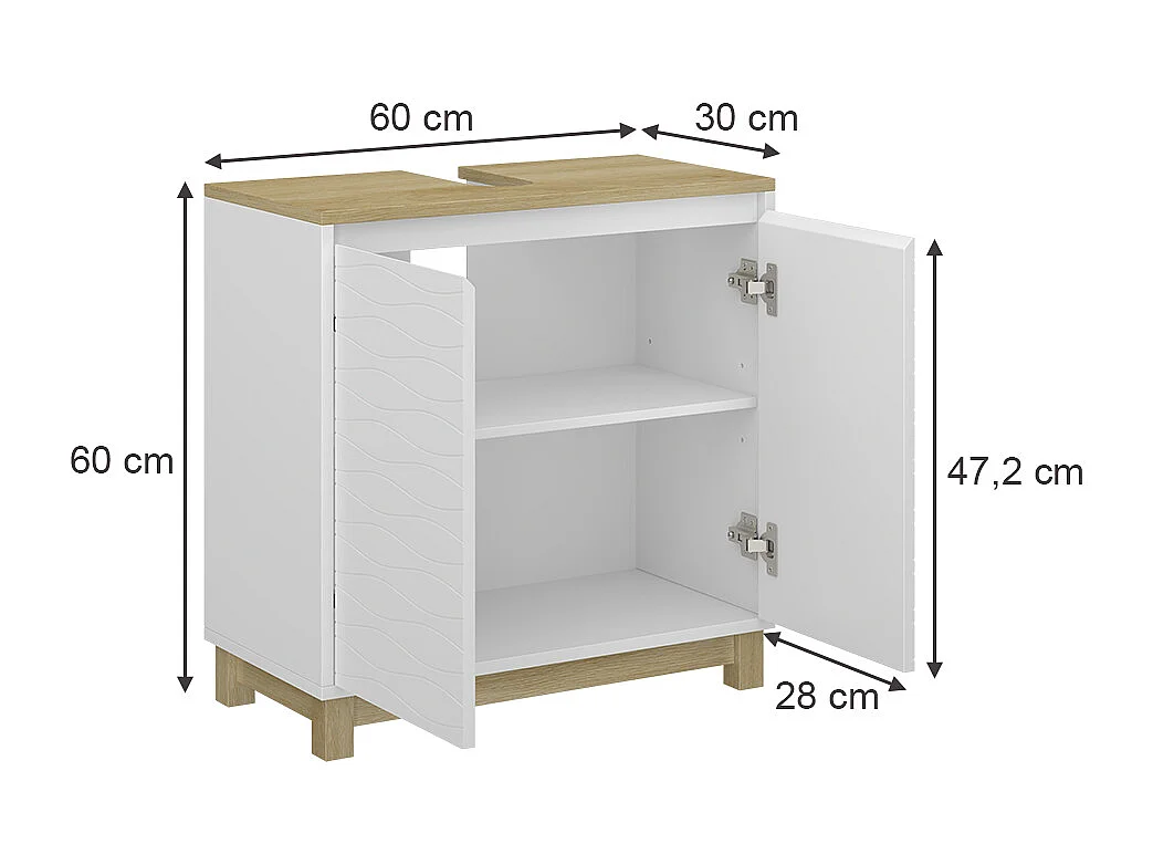 Meuble sous vasque  blanc 60x30x60 livia