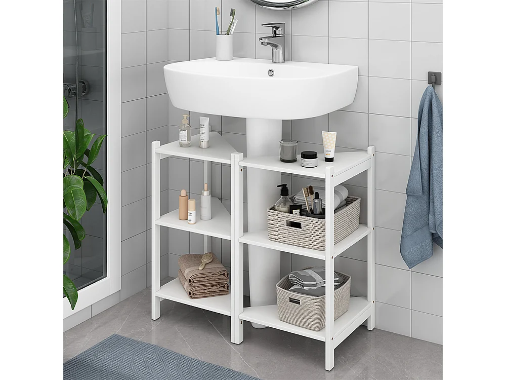 Meuble sous-lavabo blanc 68x33.5x60.5 zeno