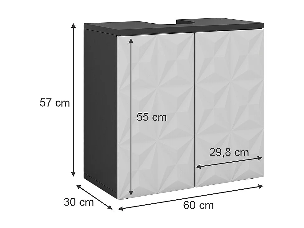 Meuble sous vasque simple noir 60x30x57 edge