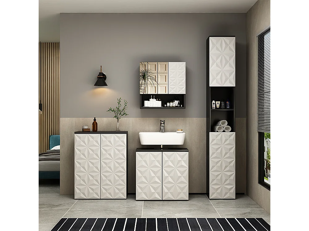 Meuble sous vasque simple noir 60x30x57 edge