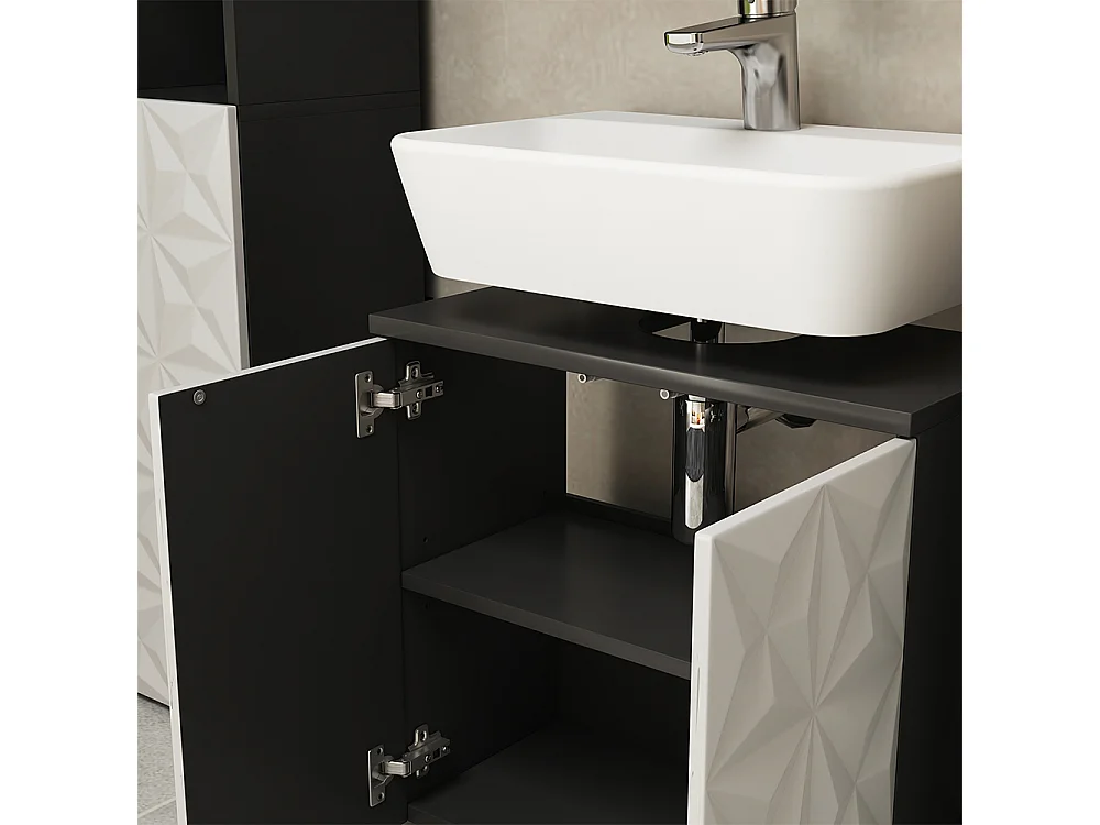 Meuble sous vasque simple noir 60x30x57 edge