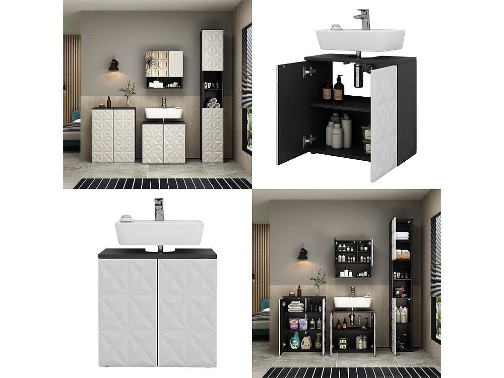 Meuble sous vasque simple noir 60x30x57 edge