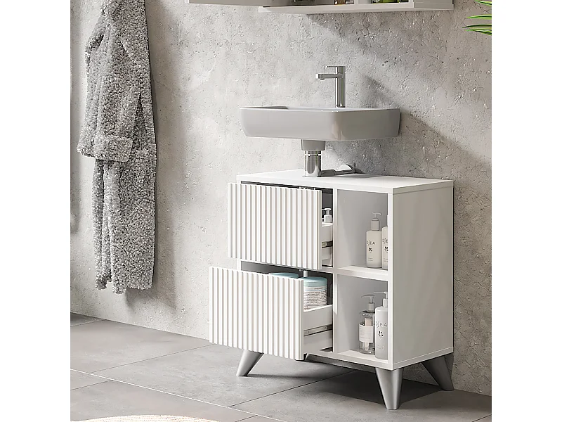 Mobiletto per lavabo bianco 60x30x62 leano