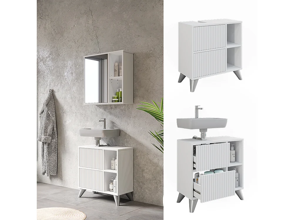 Meuble sous vasque blanc 60x30x62 leano