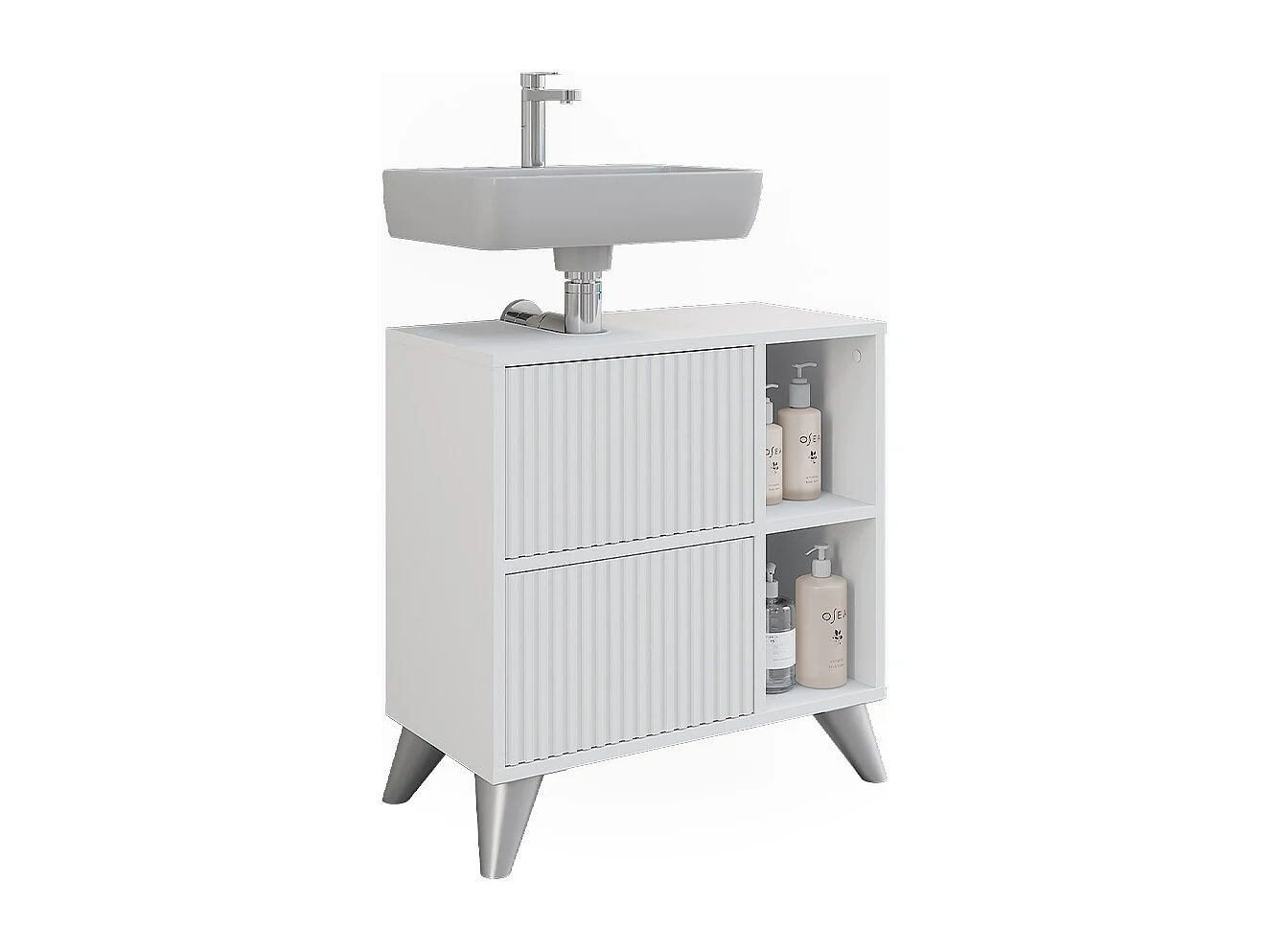 Meuble sous vasque blanc 60x30x62 leano