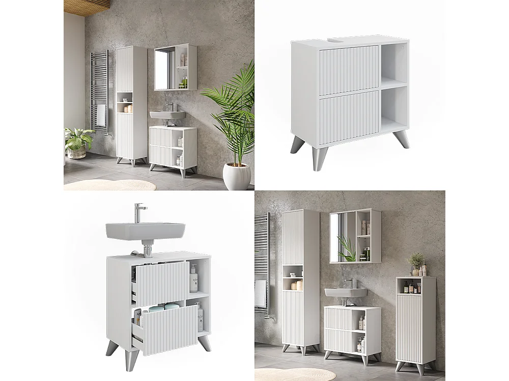 Meuble sous vasque blanc 60x30x62 leano