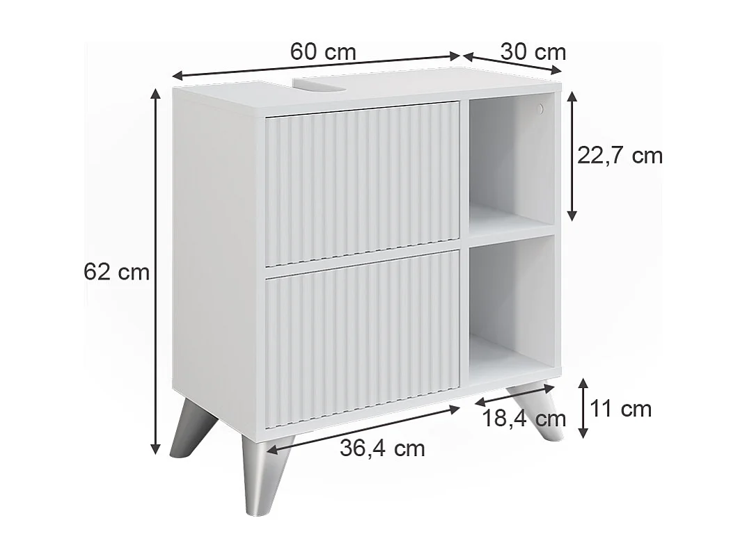 Meuble sous vasque blanc 60x30x62 leano