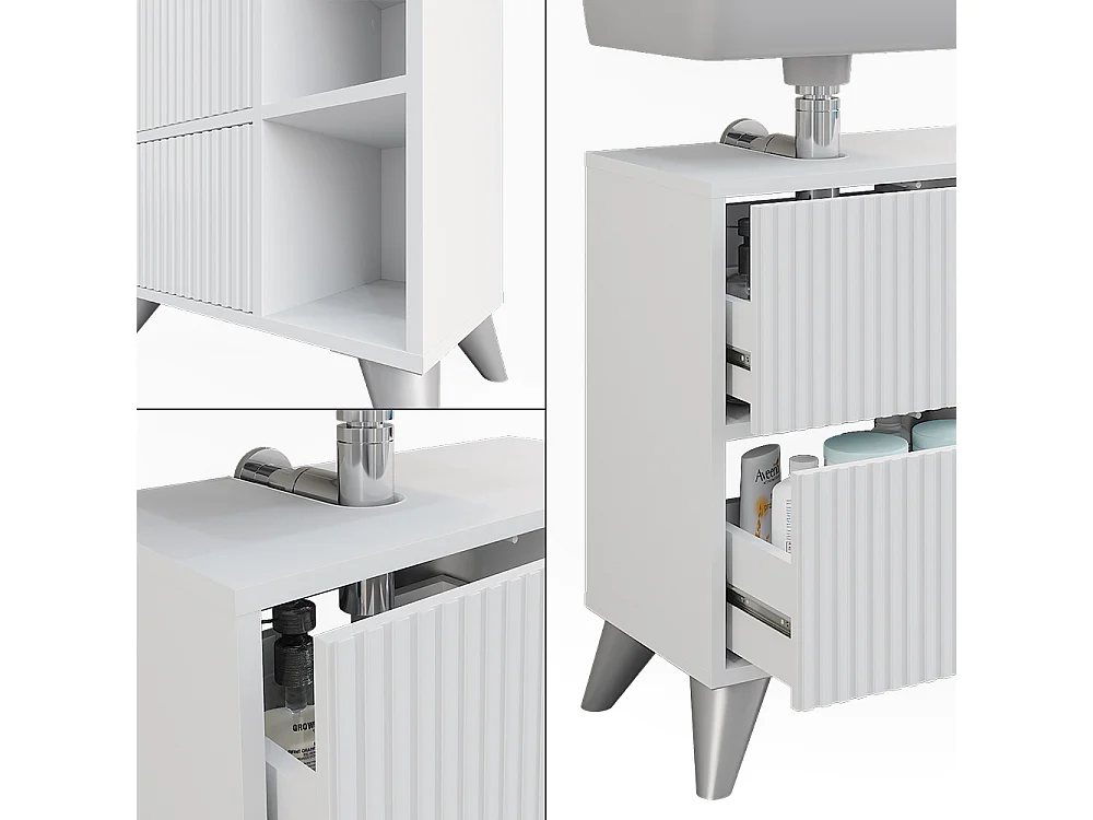 Meuble sous vasque blanc 60x30x62 leano