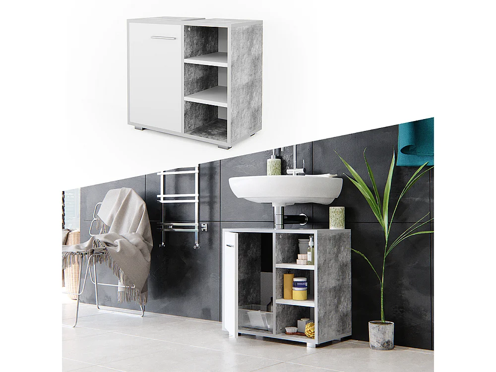 Meuble sous vasque simple béton 60x31.1x55.6 perry