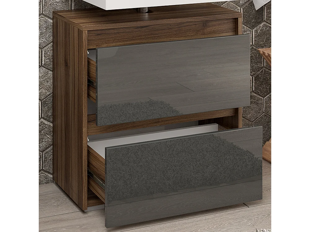 Meuble sous vasque simple anthracite haute brillance 60.2x30x62.1 majest