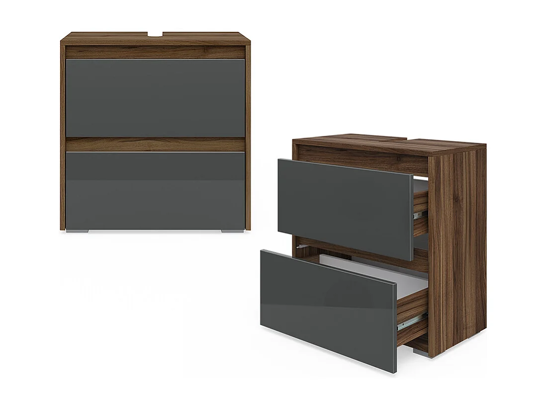 Meuble sous vasque simple anthracite haute brillance 60.2x30x62.1 majest