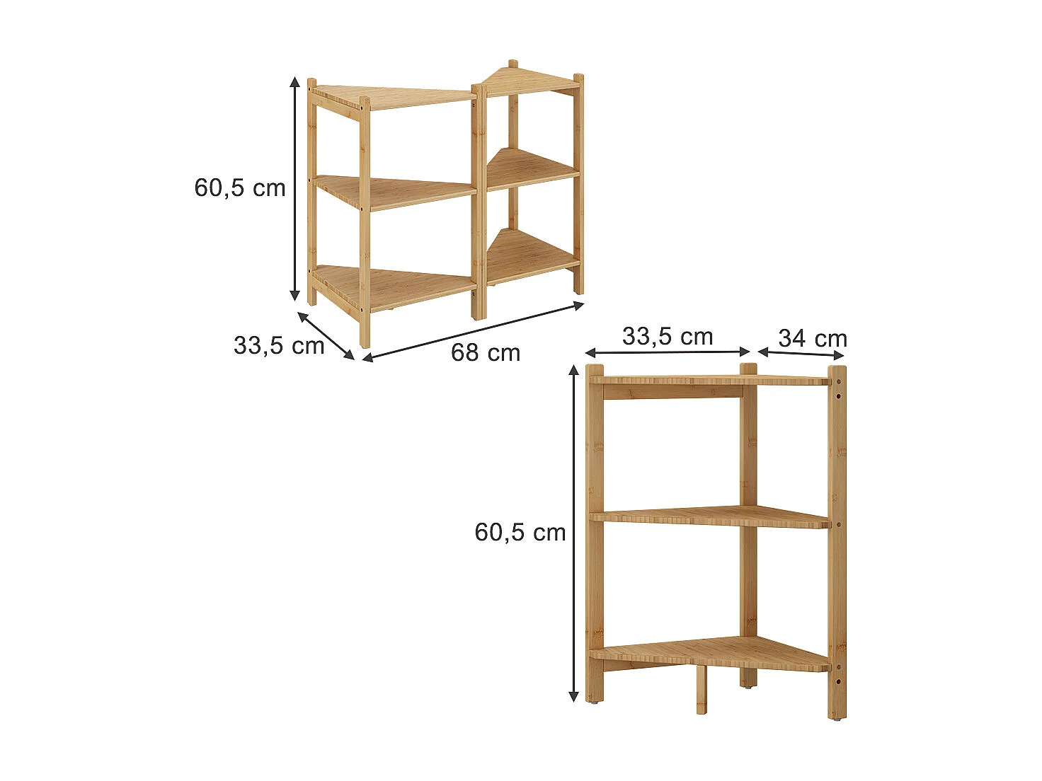 Mueble bajo lavabo bambú 68x33.5x60.5 zeno