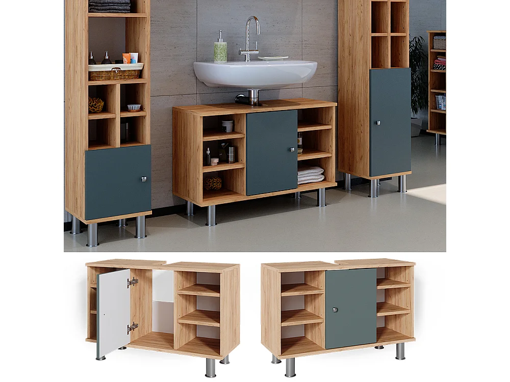 Mobile sottolavabo per bagno verde 80x32x54 fynn