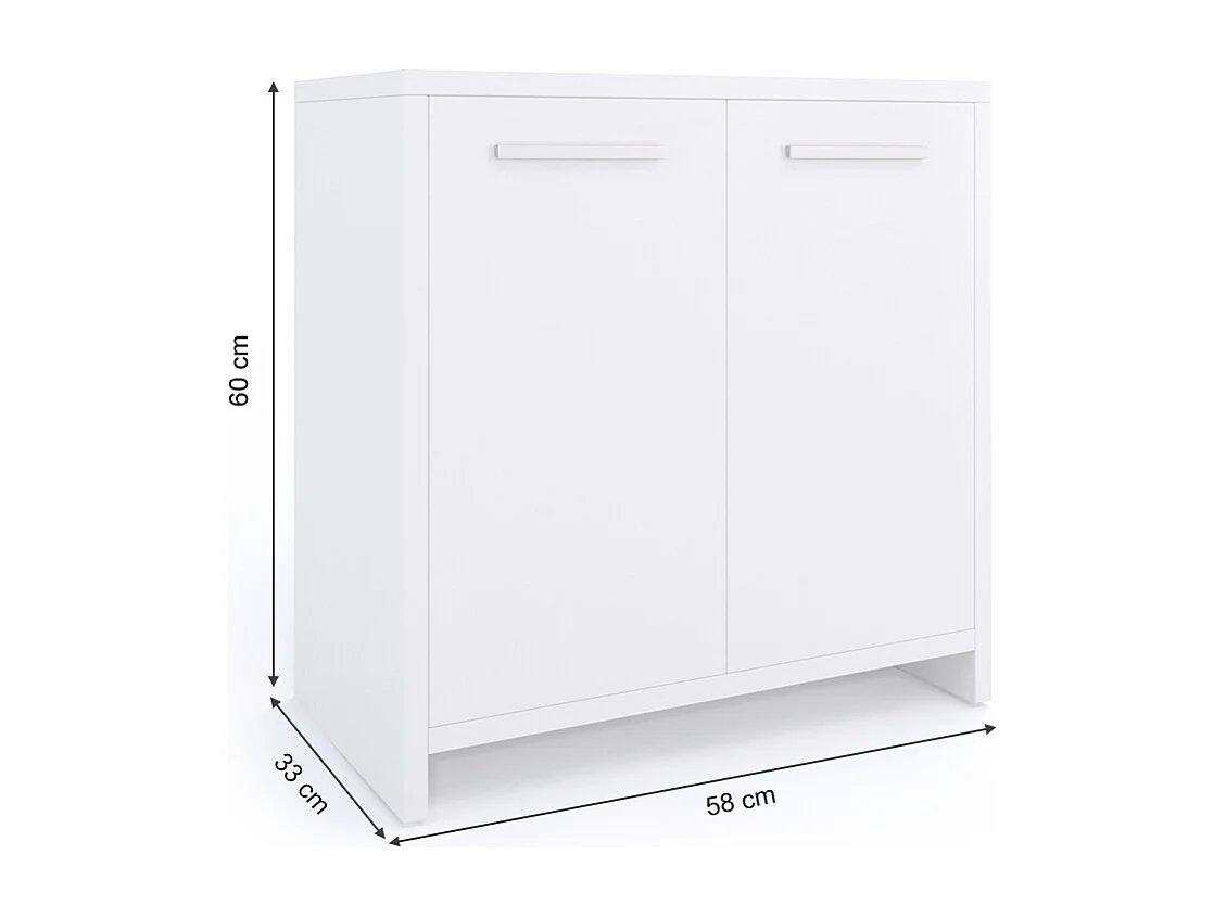 Meuble sous vasque simple blanc 58x33x60 kiko