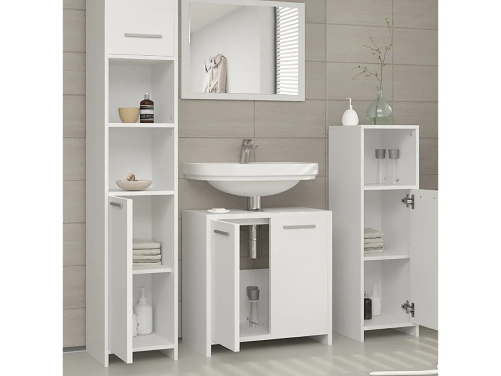 Meuble sous vasque simple blanc 58x33x60 kiko