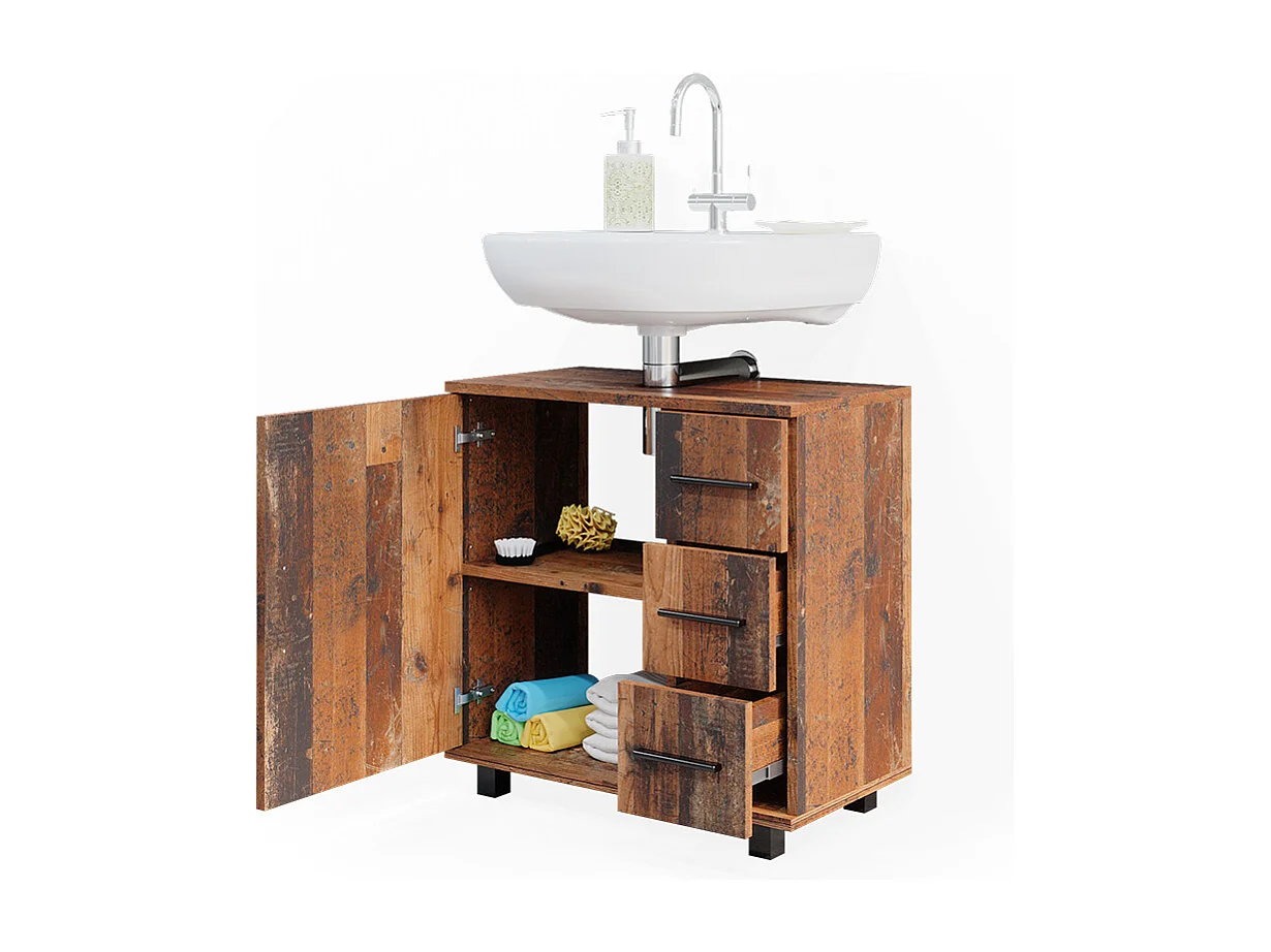 Mobile sottolavabo per bagno rovere rustico 60x33x60.8 ilias