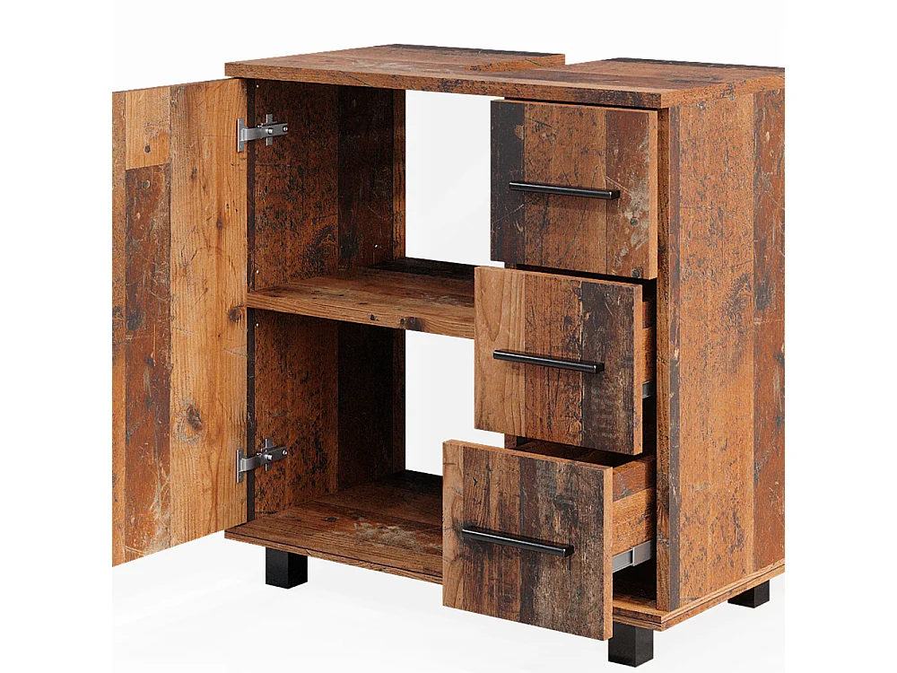 Meuble sous vasque simple chêne rustique 60x33x60.8 ilias