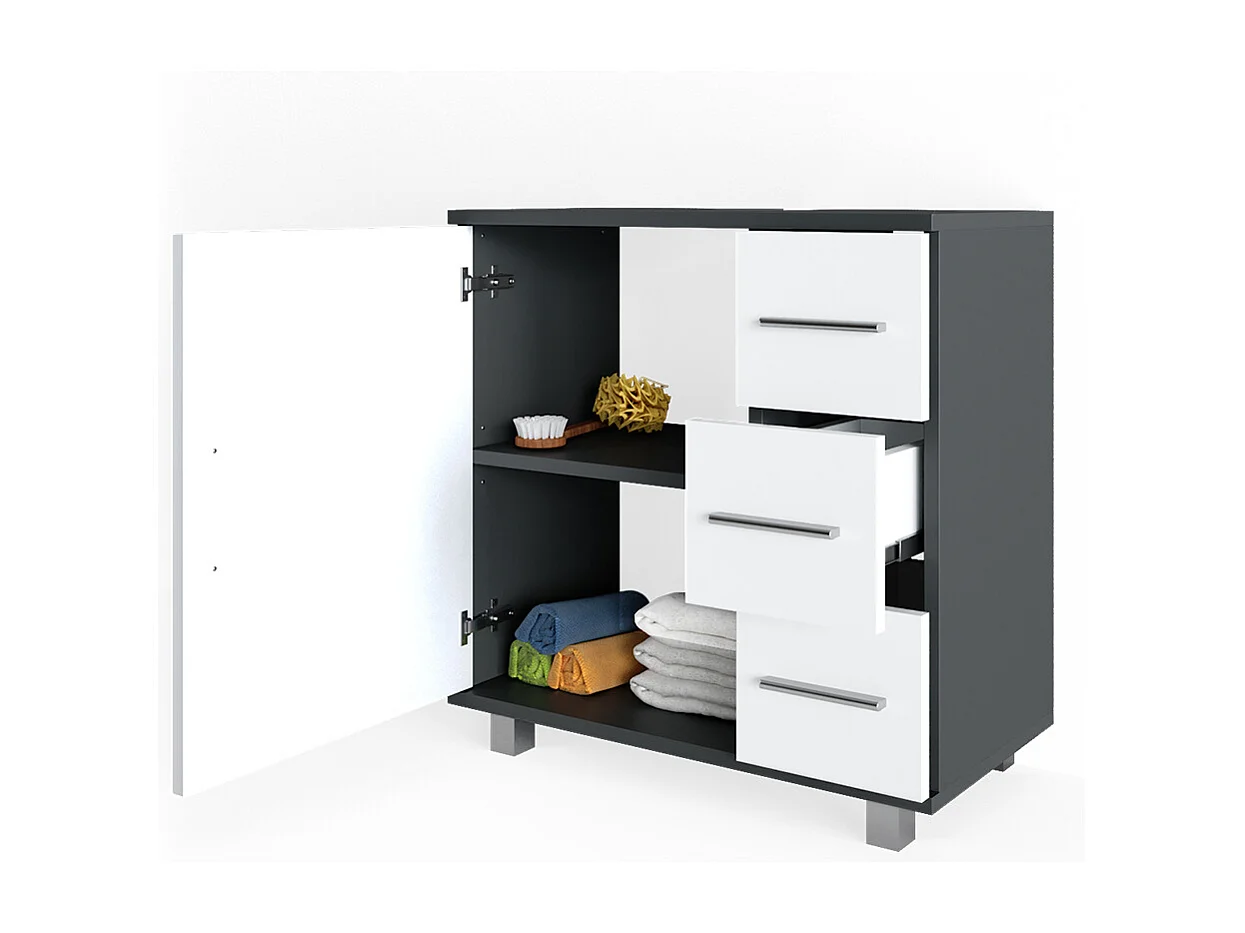 Meuble sous vasque simple anthracite 60x33x60.8 ilias