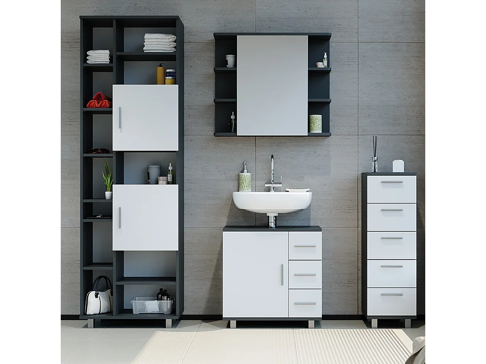 Meuble sous vasque simple anthracite 60x33x60.8 ilias