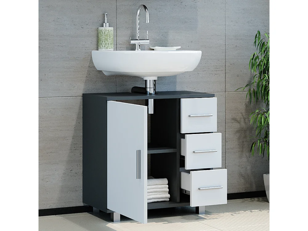 Meuble sous vasque simple anthracite 60x33x60.8 ilias