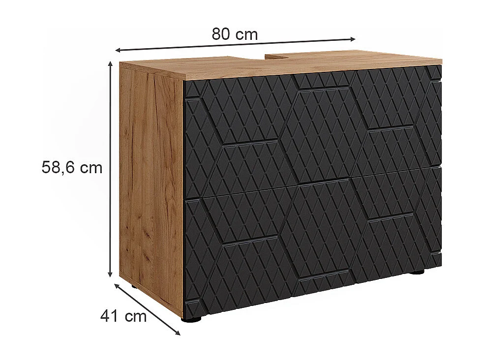 Meuble sous vasque simple anthracite avec structure en nid dabeille 80x41x58.6 irma