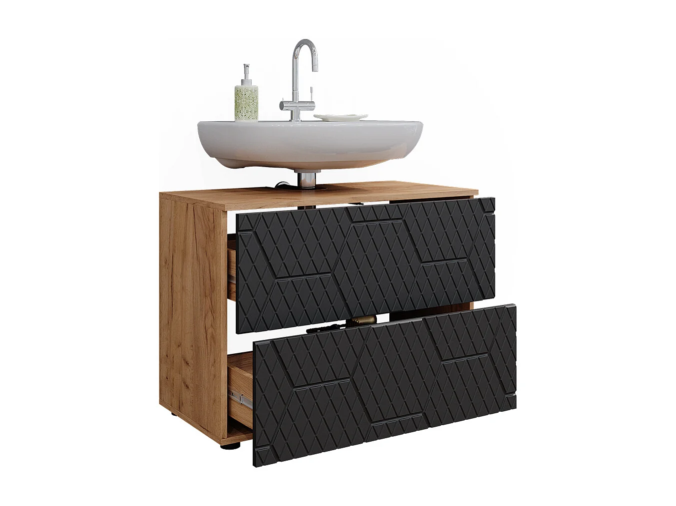 Meuble sous vasque simple anthracite avec structure en nid dabeille 80x41x58.6 irma