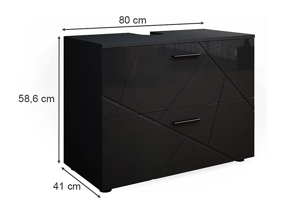 Meuble sous vasque simple anthracite haute brillance 80x41x58.6 irma