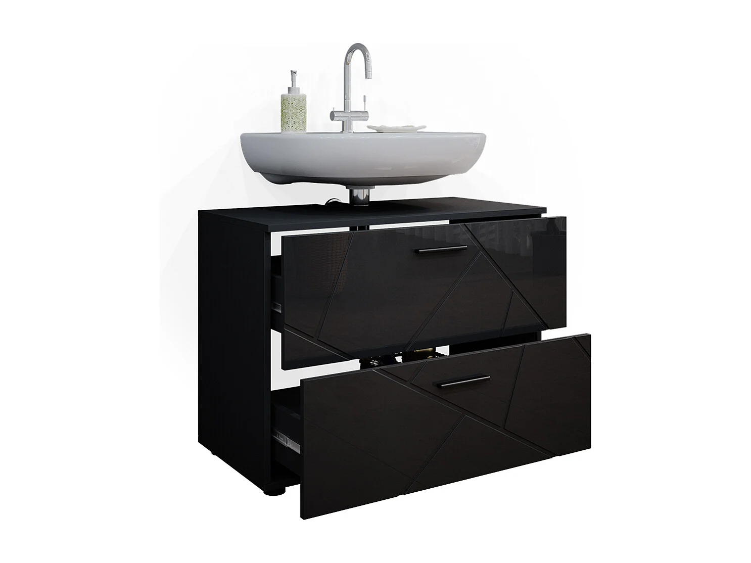 Meuble sous vasque simple anthracite haute brillance 80x41x58.6 irma