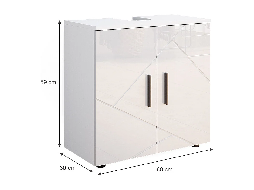 Mobile sottolavabo per bagno bianco lucido 60x30x59 irma
