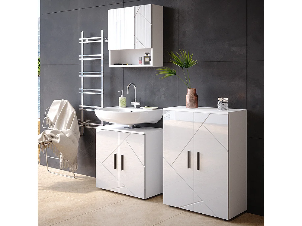 Mobile sottolavabo per bagno bianco lucido 60x30x59 irma